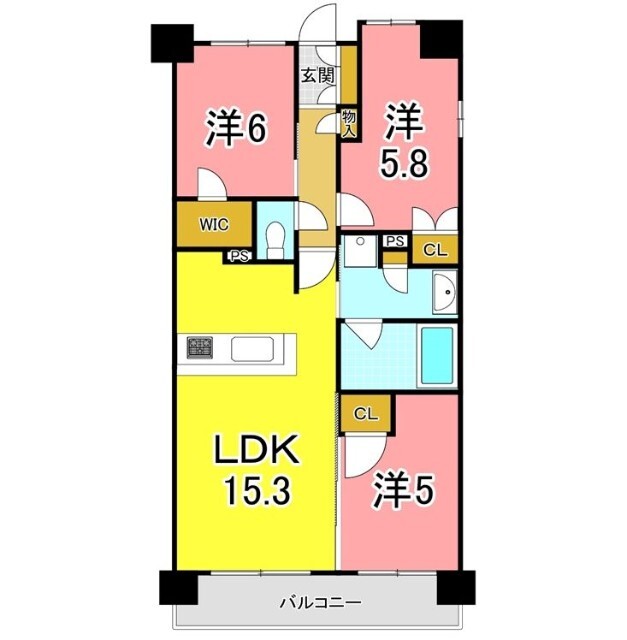 明石市大久保町ゆりのき通のマンションの間取り