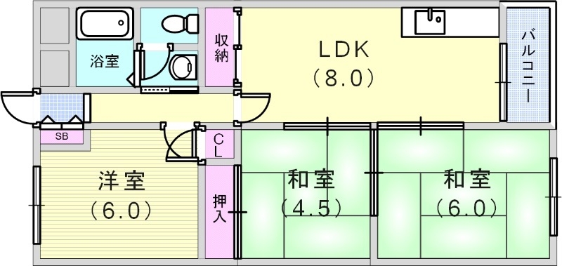 【夢野ハイタウン1号棟の間取り】