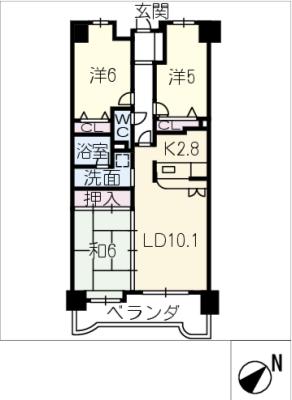 サンハウス日進５Ｃ号室の間取り