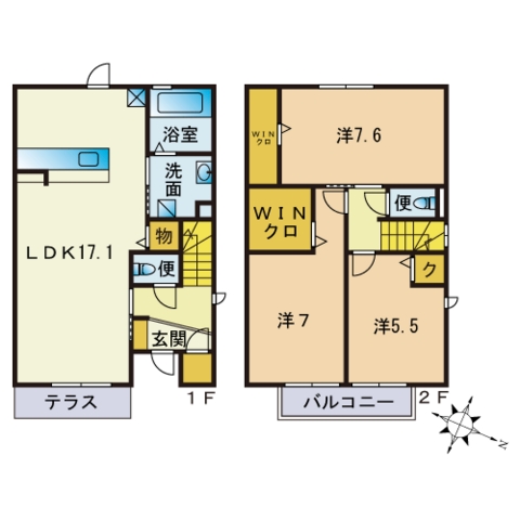 Ｄーｒｏｏｍ西長住の間取り