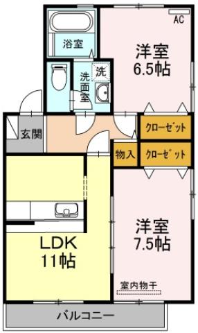 コスモタウン A棟の間取り