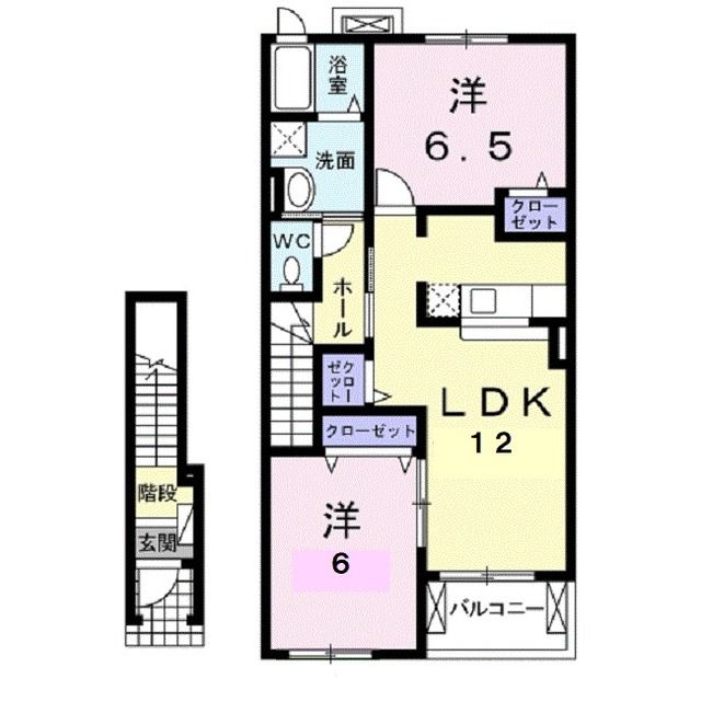 【松阪市久保町のアパートの間取り】