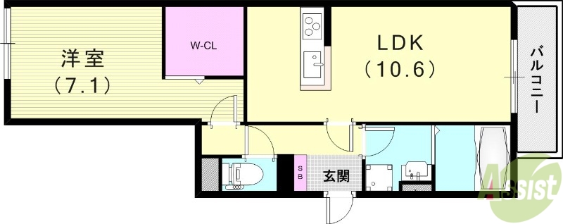 神戸市北区谷上東町のアパートの間取り