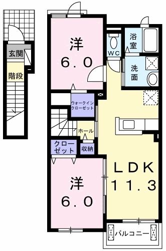 桐生市相生町のアパートの間取り