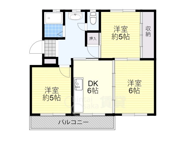 箕面市粟生間谷西のマンションの間取り