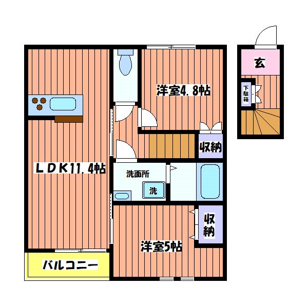 立川市高松町のアパートの間取り