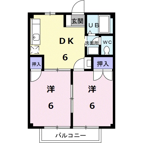 熊本市東区保田窪本町のアパートの間取り