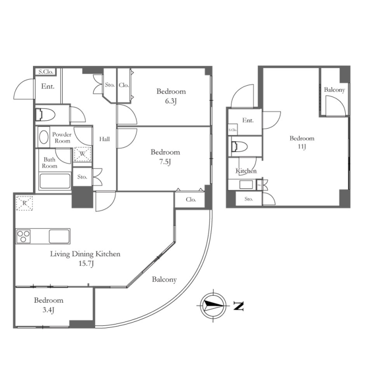 【中央区佃のマンションの間取り】