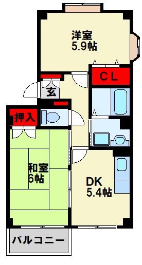 中間市中央のアパートの間取り