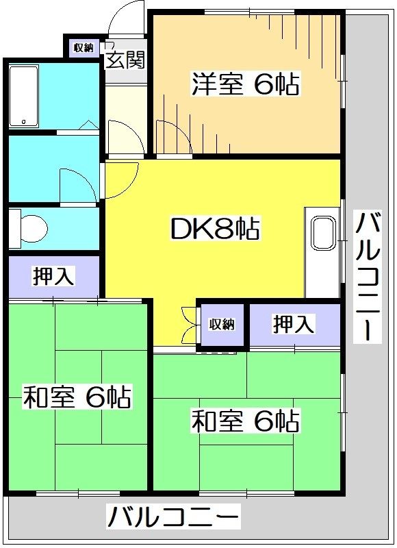 府中市武蔵台のマンションの間取り