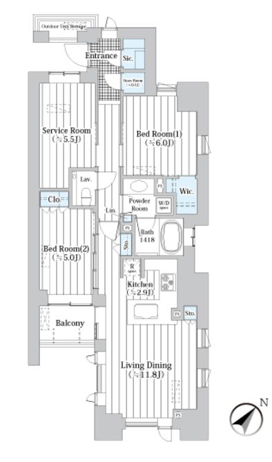 【中央区新川のマンションの間取り】