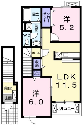 三木市志染町広野のアパートの間取り