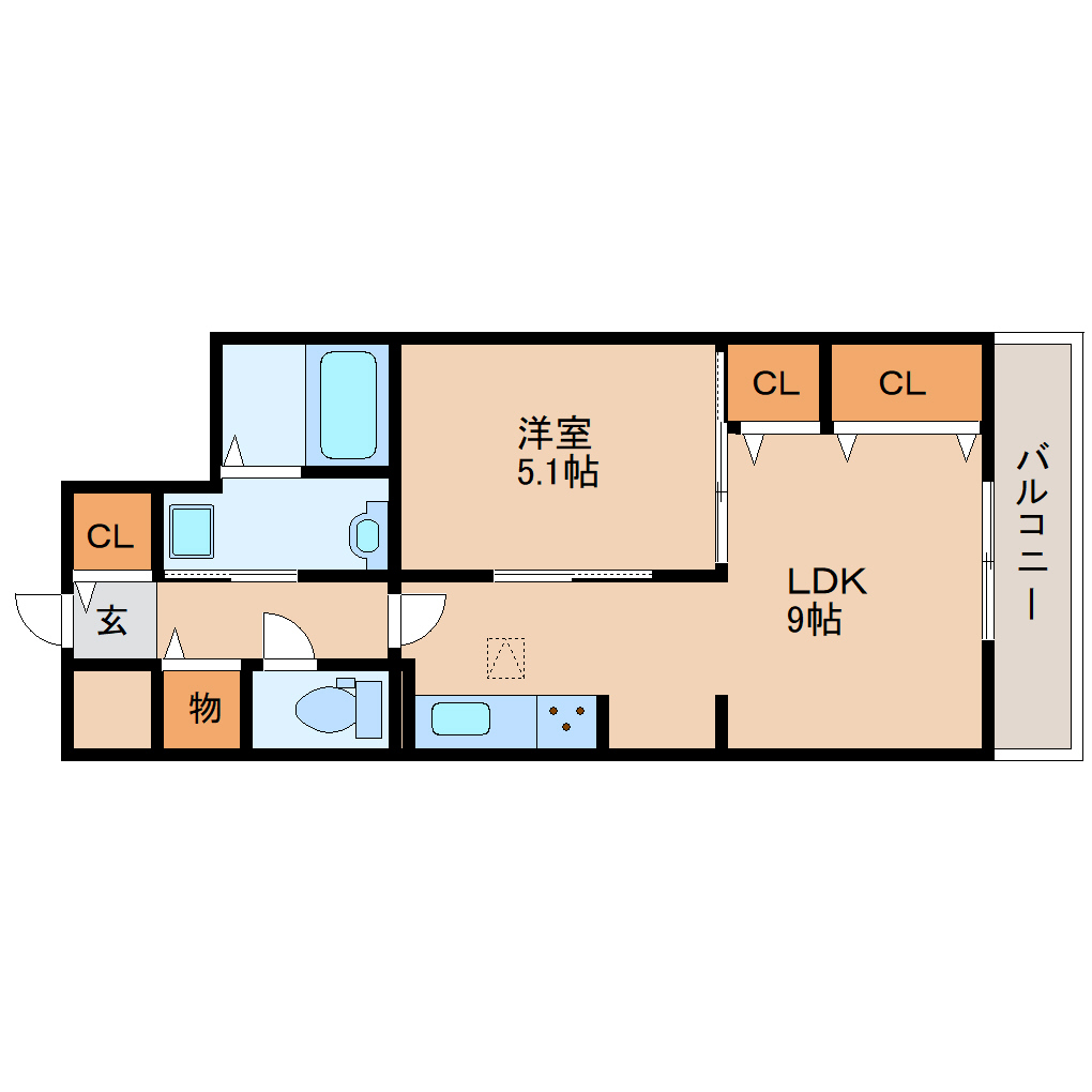 生駒市萩の台のアパートの間取り