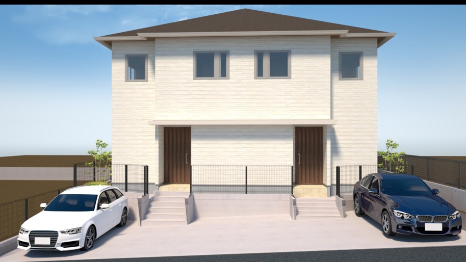 建物外観　※外観パース※ペットOK！2階建ての新築テラスハウス♪ブルー