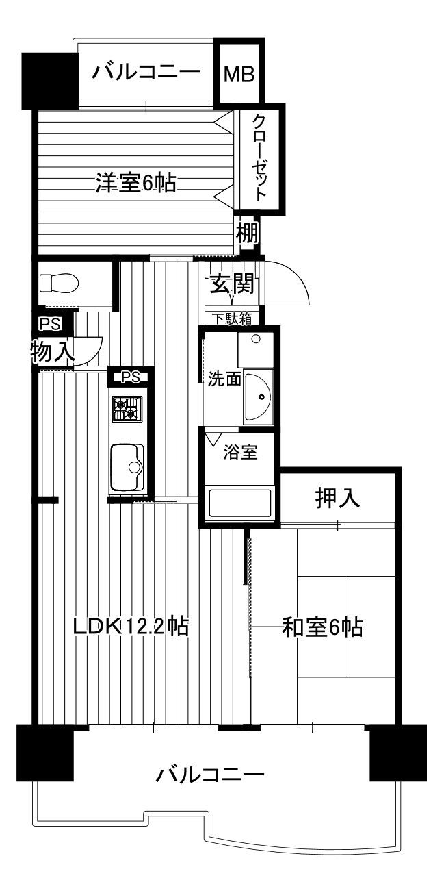 ＪＲ鹿児島本線 竹下駅 徒歩17分 14階建 築28年の間取り写真