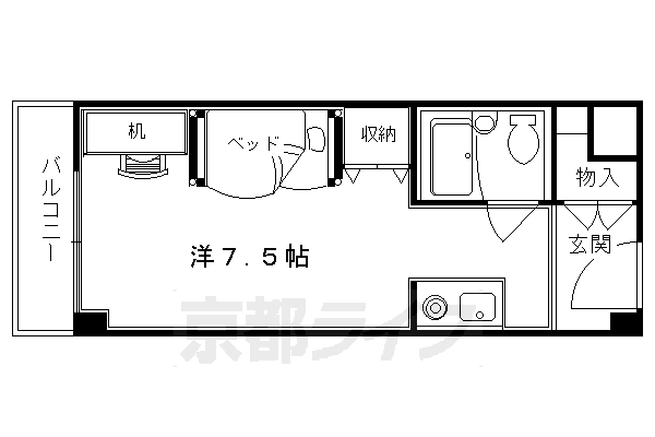 京都市右京区西京極東池田町のマンションの間取り