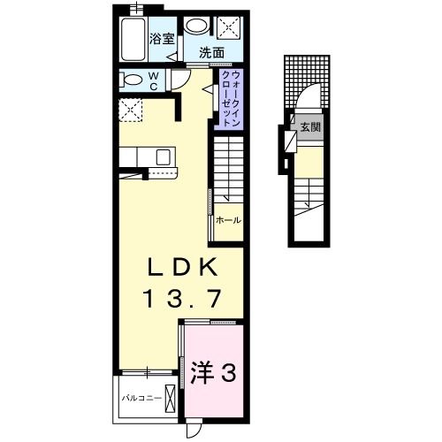 大崎市古川若葉町のアパートの間取り