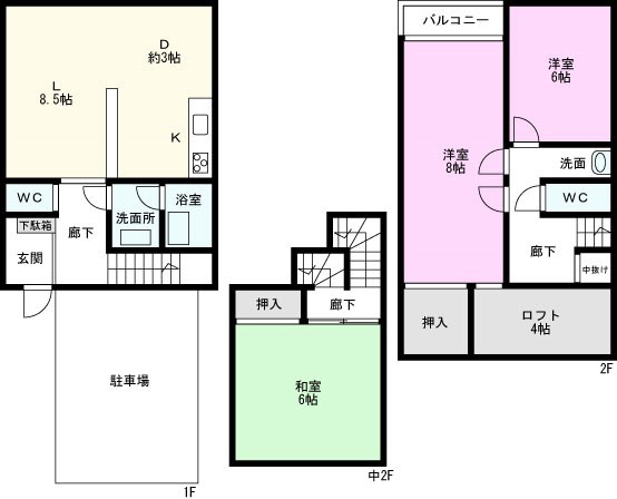 リボン貸家の間取り