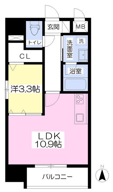 松山市千舟町のマンションの間取り