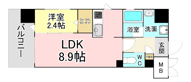 北九州市小倉北区片野のマンションの間取り