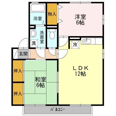 熊本市南区島町のアパートの間取り