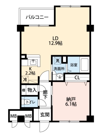 広島市安佐南区大塚西のマンションの間取り