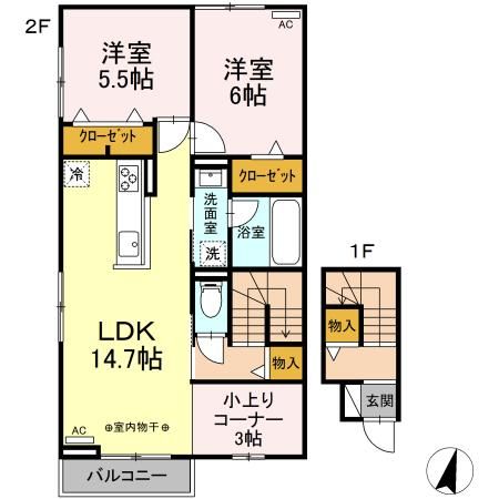 【静岡市清水区吉川のアパートの間取り】