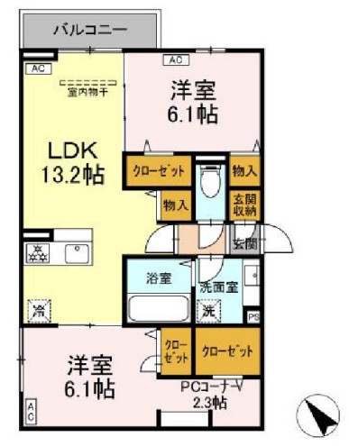 小金井市前原町のアパートの間取り