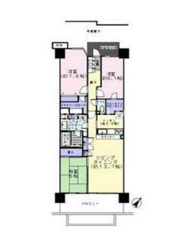 千葉市中央区千葉港のマンションの間取り