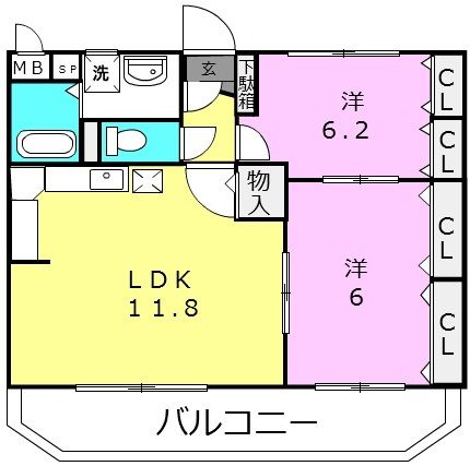 和歌山市本脇のマンションの間取り