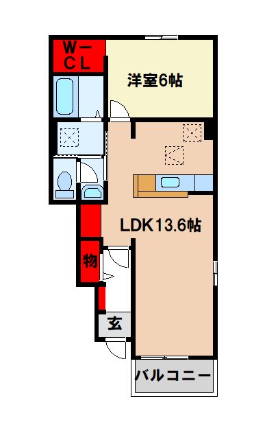 太宰府市通古賀のアパートの間取り