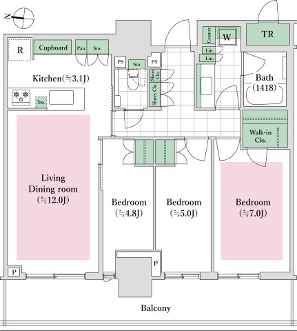 新宿区西新宿のマンションの間取り