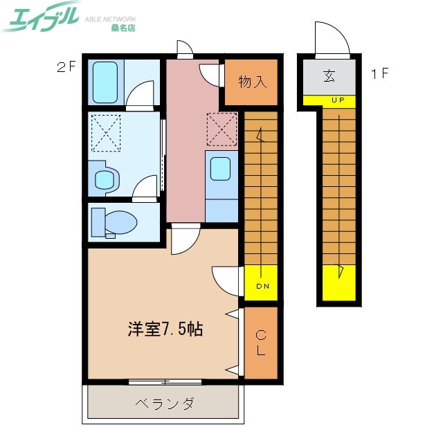 桑名市長島町福吉のアパートの間取り