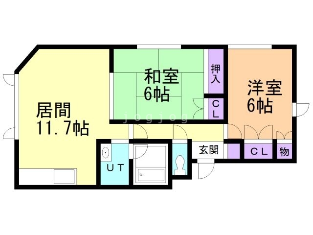 札幌市西区宮の沢二条のアパートの間取り