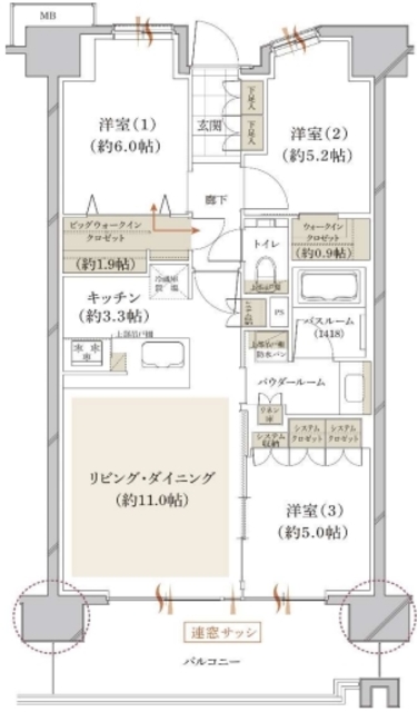 ヴェレーナグラン赤羽北ザ・マークスの間取り