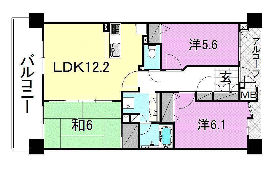 松山市東雲町のマンションの間取り