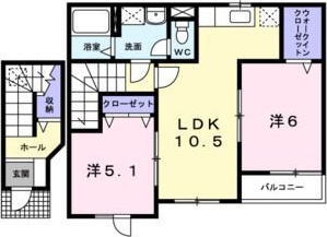 札幌市東区北十九条東のアパートの間取り