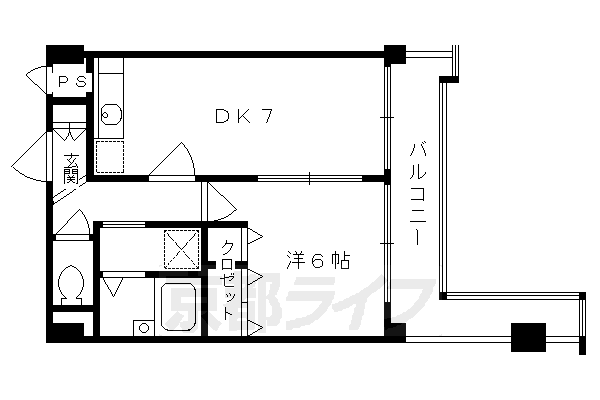 京都市左京区田中北春菜町のマンションの間取り