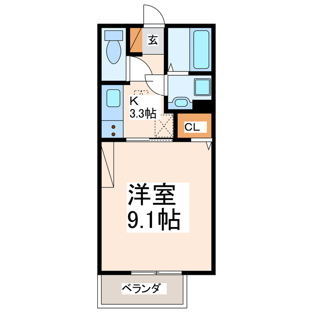 【熊本市中央区渡鹿のアパートの間取り】