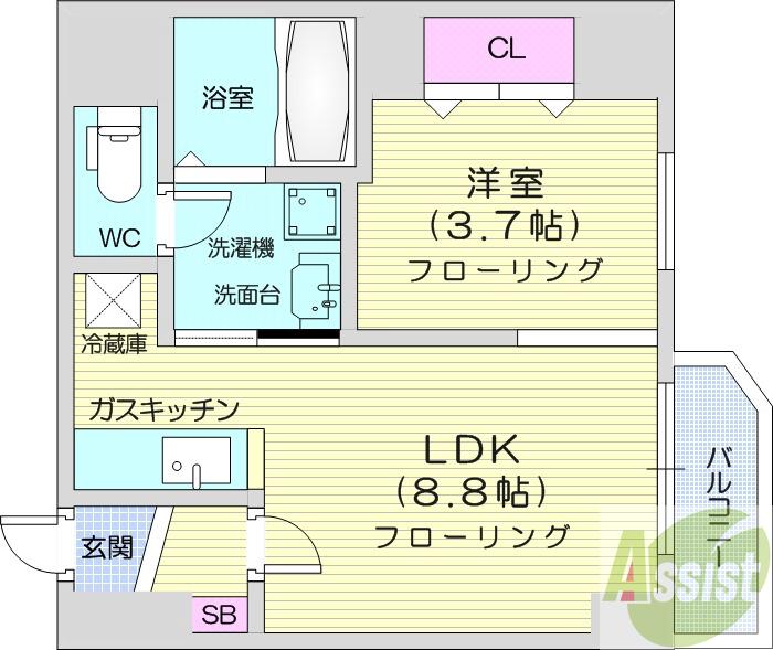 地下鉄南北線 さっぽろ駅 徒歩7分 15階建 築18年の間取り写真