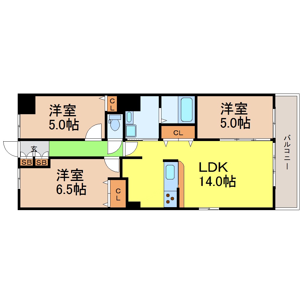 ＪＲ東海道本線 熱田駅 徒歩10分 11階建 築19年の間取り写真