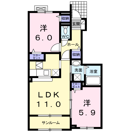 サニーハイツ　天神南棟の間取り