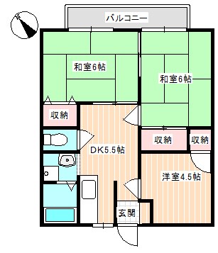 サンライフ日の出Ｂ棟の間取り