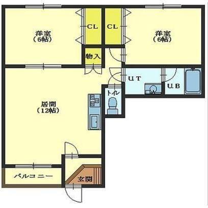北斗市追分のアパートの間取り