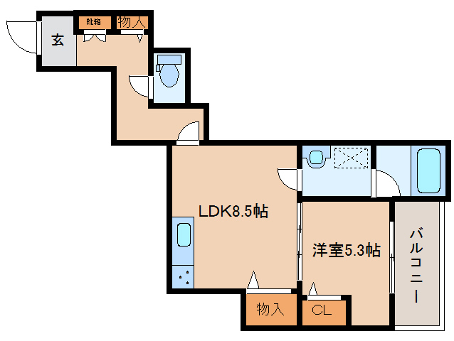 大和高田市大中東町のマンションの間取り