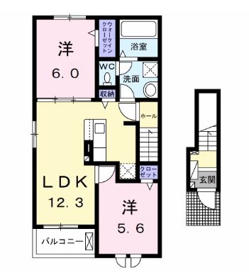 サザンカB　201号の間取り