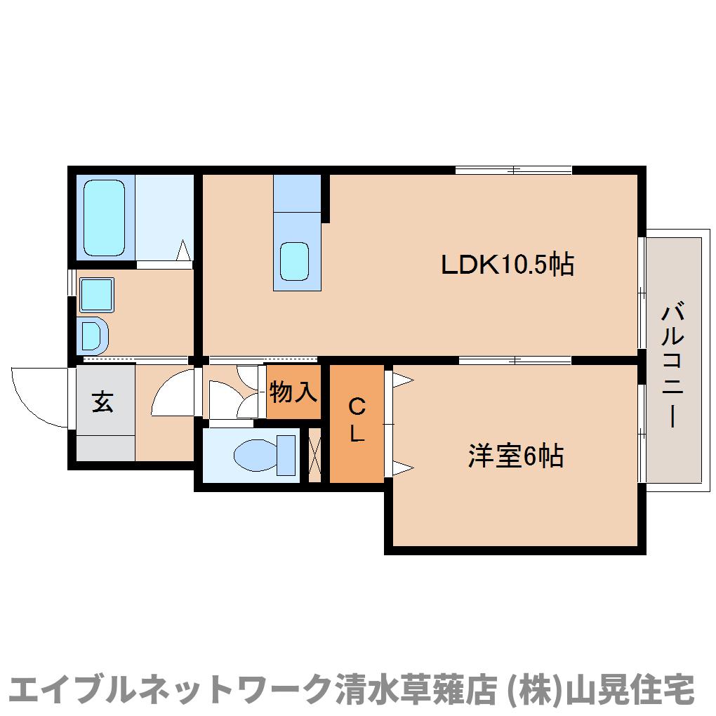 静岡市駿河区谷田のアパートの間取り