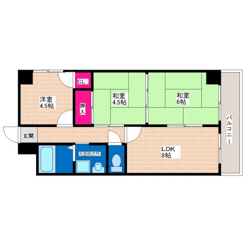 大阪市平野区瓜破東のマンションの間取り