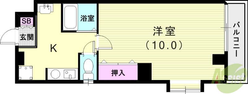 神戸市東灘区住吉本町のマンションの間取り