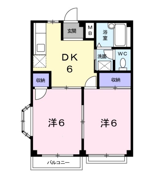 八尾市南本町のアパートの間取り